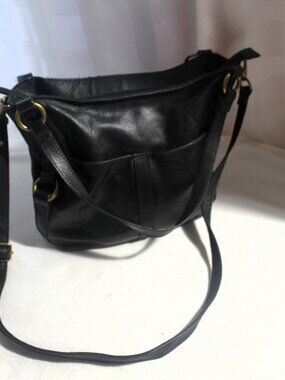 Fossil Sam Shopper Medium Black Pebbled Leather Shoulder / Crossbody Bag